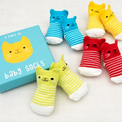 Rex London 4 Paar Baby Socken, Ktzchen