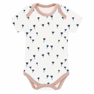 Fresk Babybody, kurzarm, Tulip Indigo blue