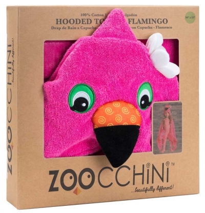 Zoocchini Kinder Kapuzenbadetuch - Franny der Flamingo