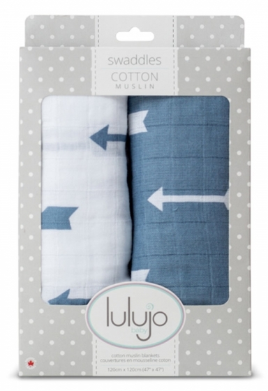 Lulujo Muslin Swaddle Mulltuch 2er Pack - Blue Arrows