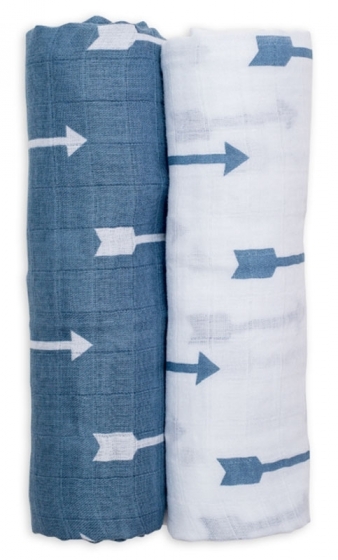 Lulujo Muslin Swaddle Mulltuch 2er Pack - Blue Arrows