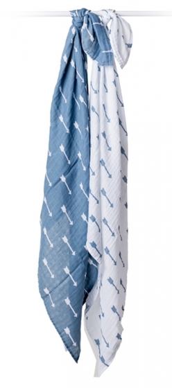 Lulujo Muslin Swaddle Mulltuch 2er Pack - Blue Arrows