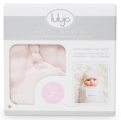 Lulujo Set aus Mtze, Swaddle, Fotosticker - Rose