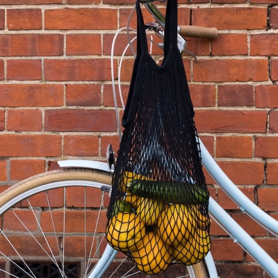 Rex London Netzeinkaufstasche aus Bio-Baumwolle, schwarz