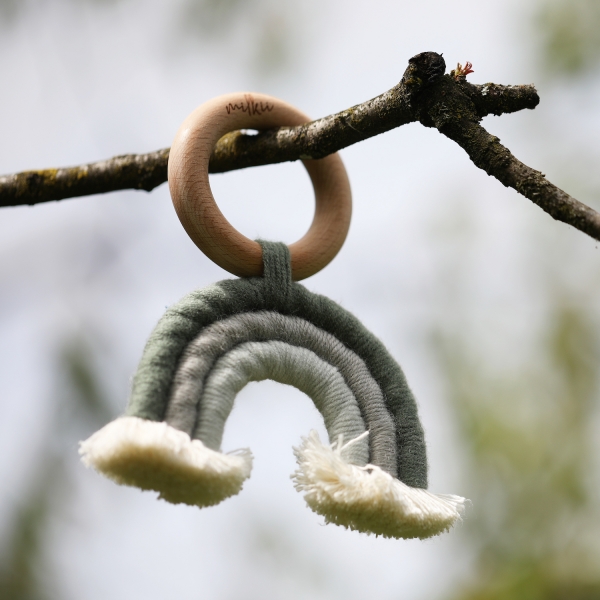 Milkii Macrame Beissring Regenbogen, Sage