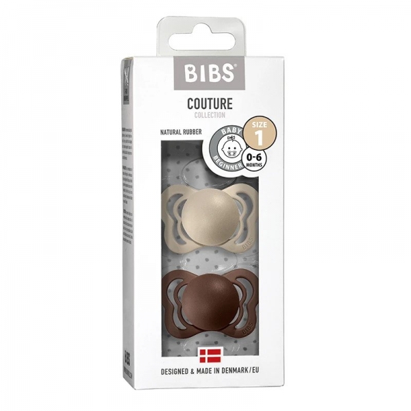 BIBS Couture Silikon Schnuller (2er Pack), Vanilla & Mocha (Grsse 1, 0-6M)