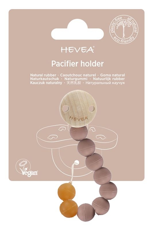 Hevea Schnullerkette aus Naturkautschuk, Tan Beige