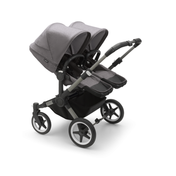 Bugaboo Donkey 5 Twin, Dach: Grau Meliert, Bezge: Grau Meliert, Gestell: Graphit