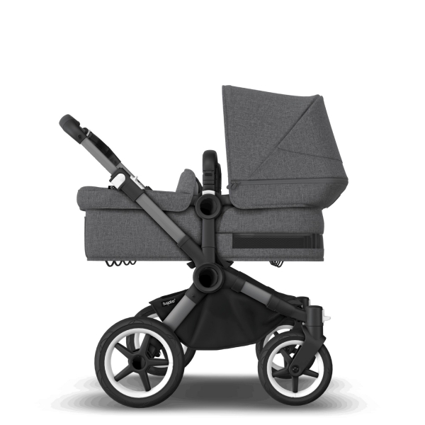 Bugaboo Donkey 5 Twin, Dach: Grau Meliert, Bezge: Grau Meliert, Gestell: Graphit