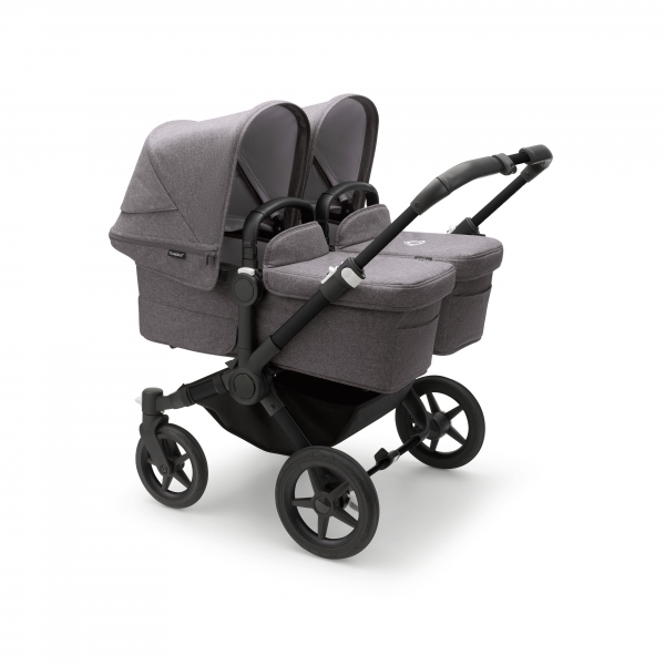 Bugaboo Donkey 5 Twin, Dach: Grau Meliert, Bezge: Grau Meliert, Gestell: Schwarz