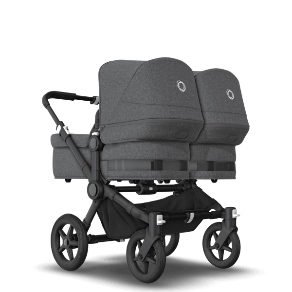 Bugaboo Donkey 5 Twin, Dach: Grau Meliert, Bezge: Grau Meliert, Gestell: Schwarz