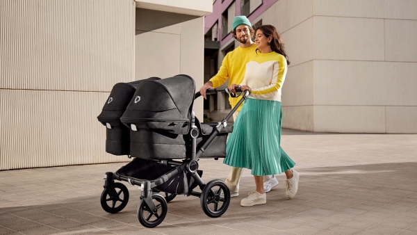 Bugaboo Donkey 5 Twin, Dach: Morgenrot, Bezge: Schwarz, Gestell: Schwarz