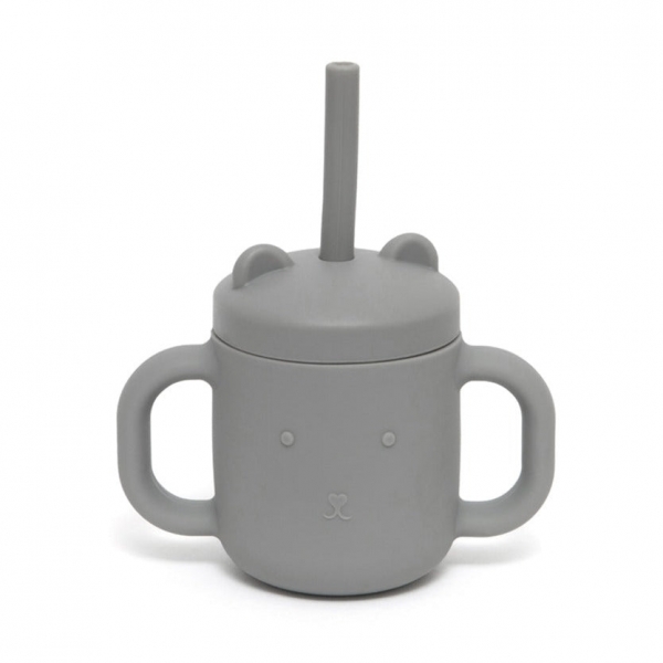 Petit Monkey Silikon-Strohbecher, Pewter Green