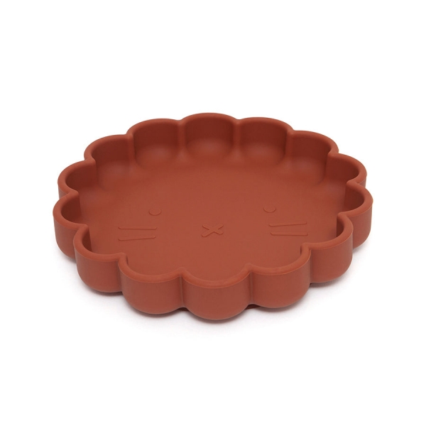 Petit Monkey Silikon Teller mit Saugknopf Lwe, Baked Clay