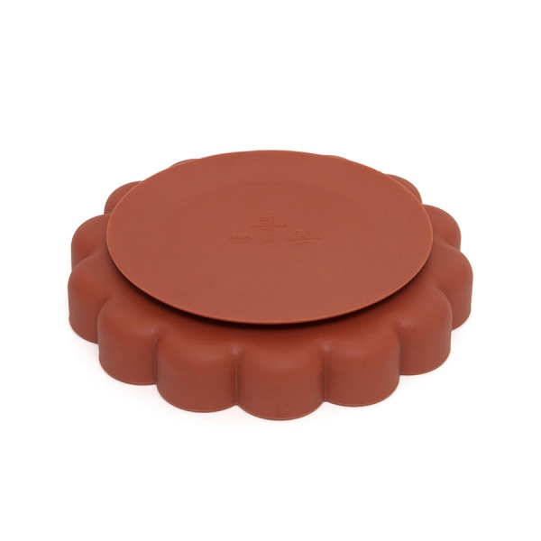 Petit Monkey Silikon Teller mit Saugknopf Lwe, Baked Clay