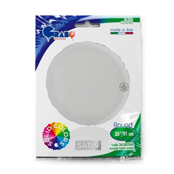 Grabo Folienballon Round Satin, White 90cm/36