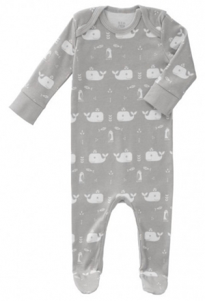 Fresk Babypyjama Bio-Baumwolle, mit Fsschen, Wal Grau