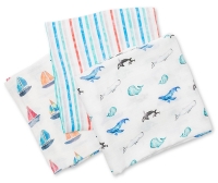 Lulujo Muslin Bambus Swaddle 3er Pack - Out to sea