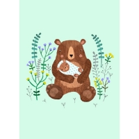 Petit Monkey Geburtstagskarte Baby Br mint