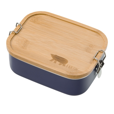 Fresk Edelstahl Lunch Box mit Holz Deckel, Nightshadow Blue